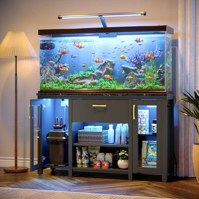 Tucker Murphy Pet™ Fish Tank Stand - 55-75 Gallon Wooden Aquarium Stand With Storage Cabinet For Fish Tank Accessories - 770 LBS Capacity, 51"X19.6"X35"H