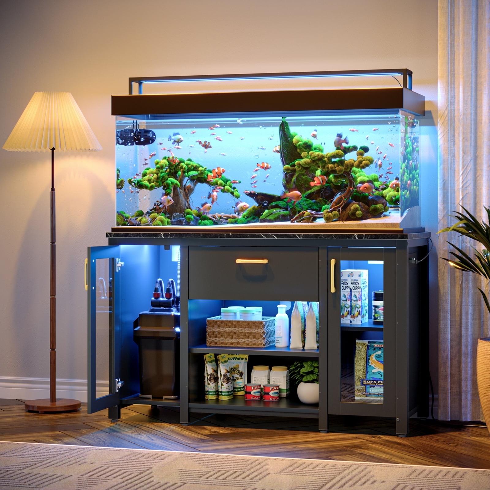 Tucker Murphy Pet™ Fish Tank Stand - 55-75 Gallon Wooden Aquarium Stand With Storage Cabinet For Fish Tank Accessories - 770 LBS Capacity, 51"X19.6"X35"H