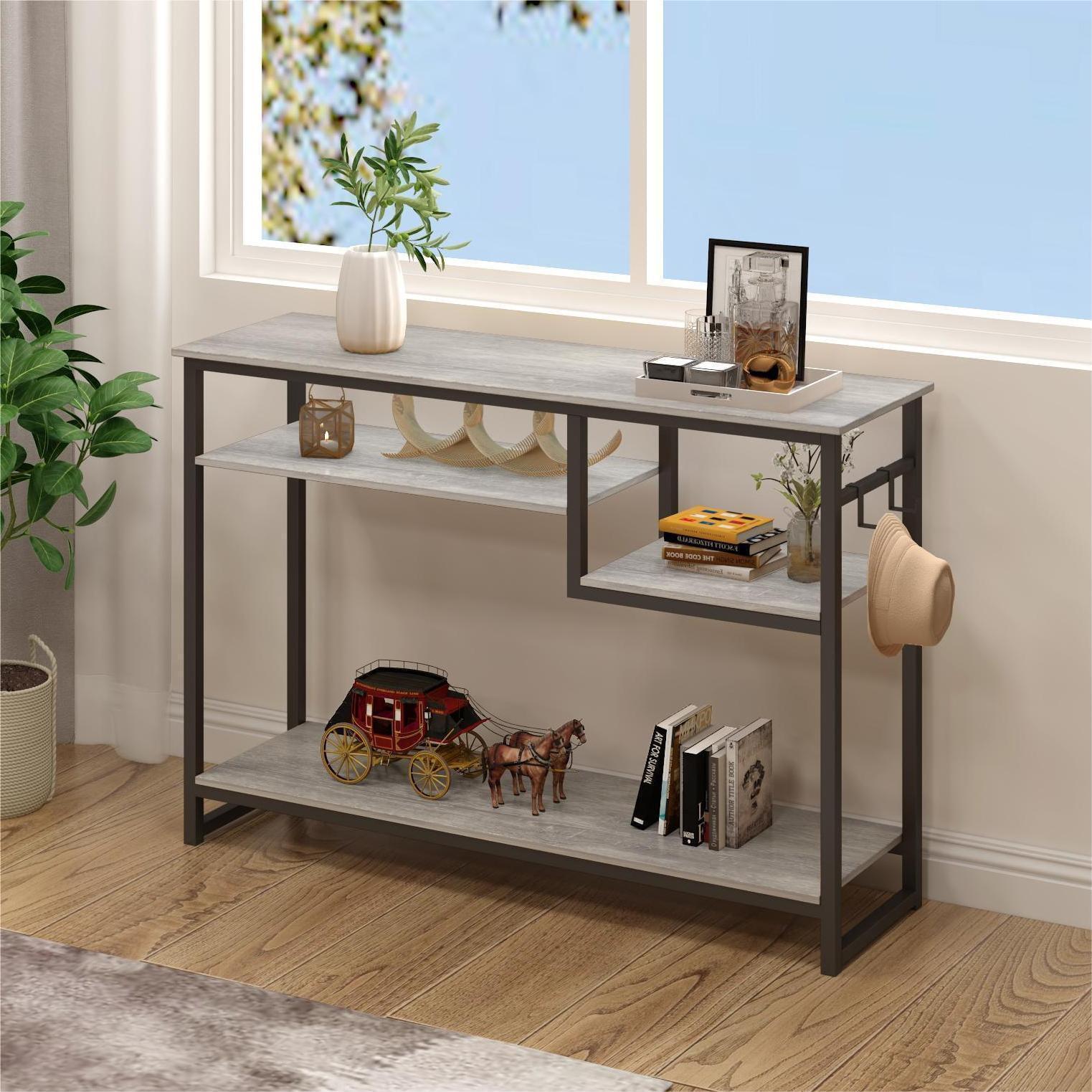 Rosevell 39.4" Console Table for Entryway with 4 Tier Storage Shelves