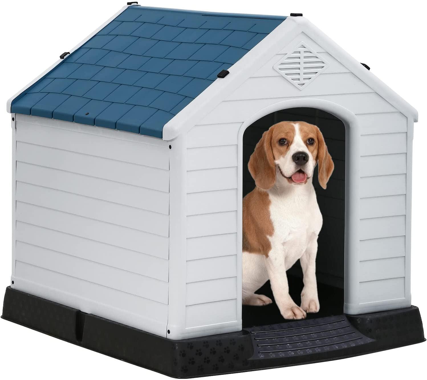 Large White and Blue Insulated Plastic Dog House