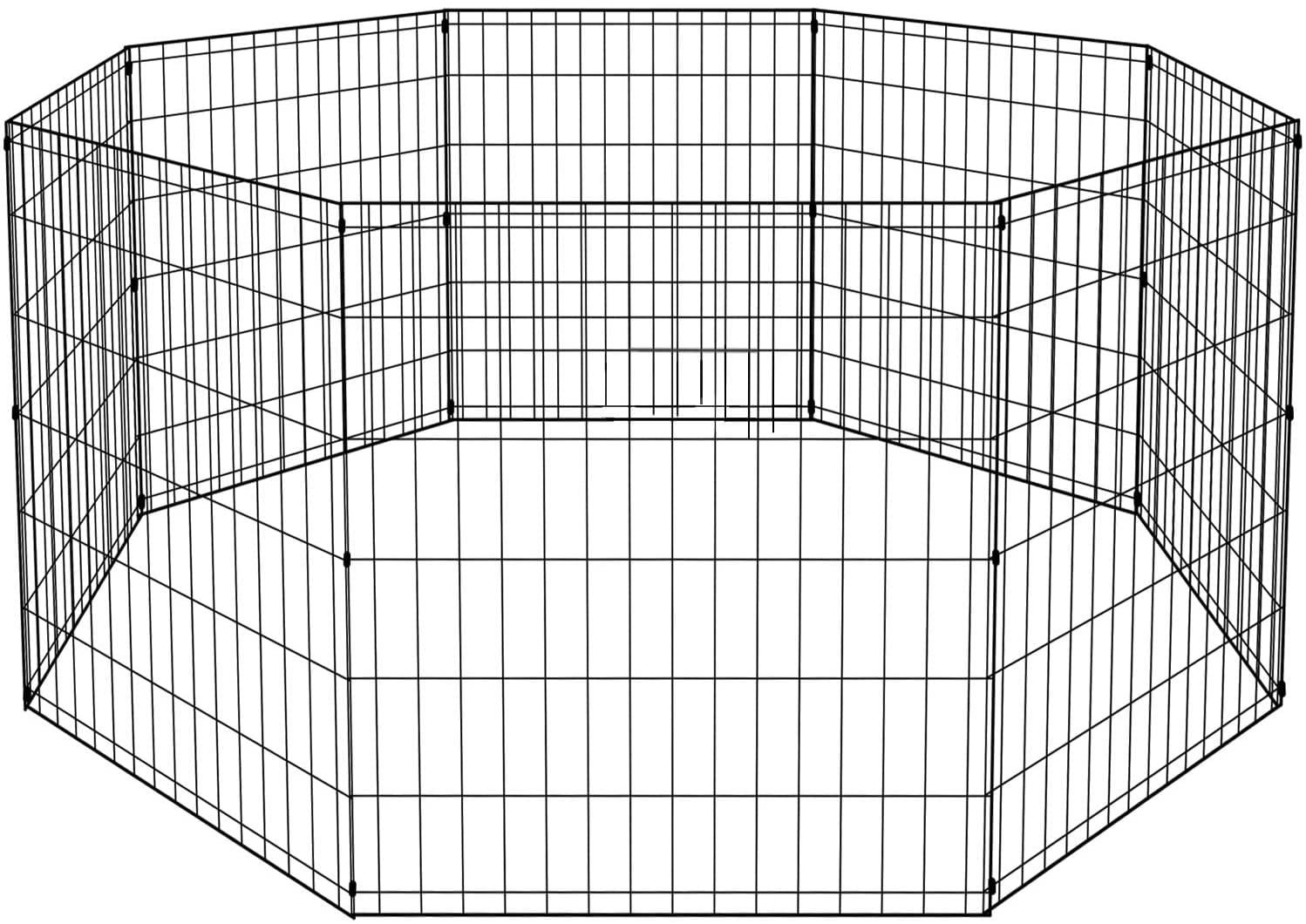 Black Metal 30" Dog Playpen with 8 Panels