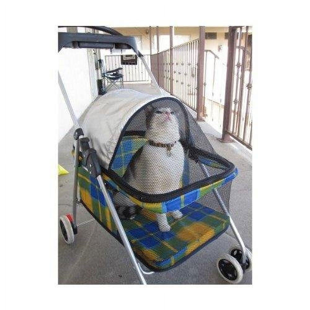 Bestpet Plaid Posh Pet Stroller for Dogs and Cats with Cup Holder, Yellow