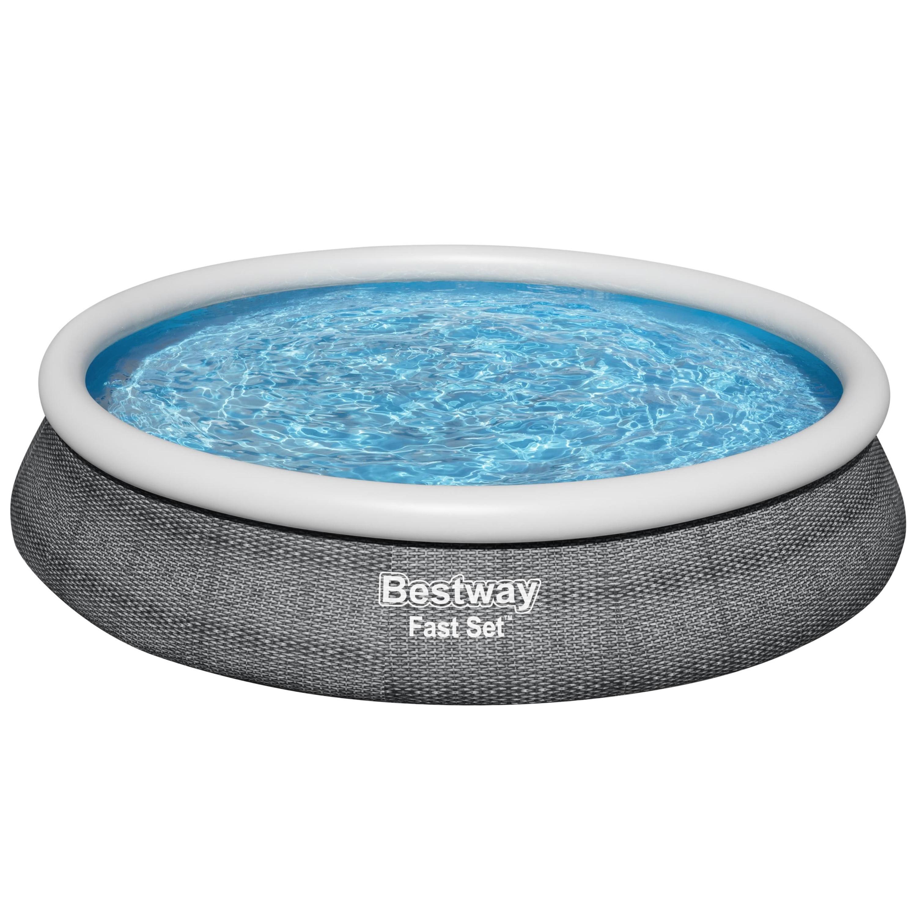 Bestway Fast Set PVC 15' Above Ground Round Inflatable Swimming Pool Set with 530 GPH Filter Pump