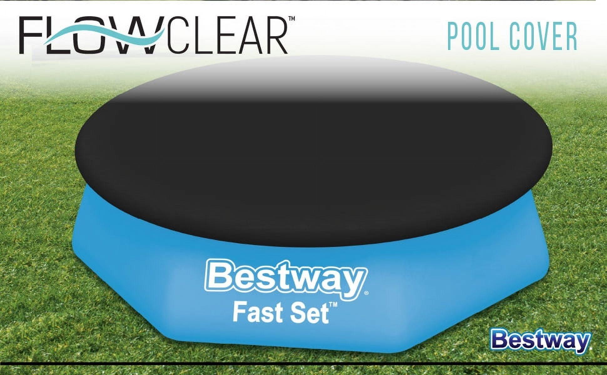 Bestway Flowclear Fast Set 8' Round Pool Cover, PVC Protective Mat with Drain Holes for Above Ground Fast Set Swimming Pool Cover
