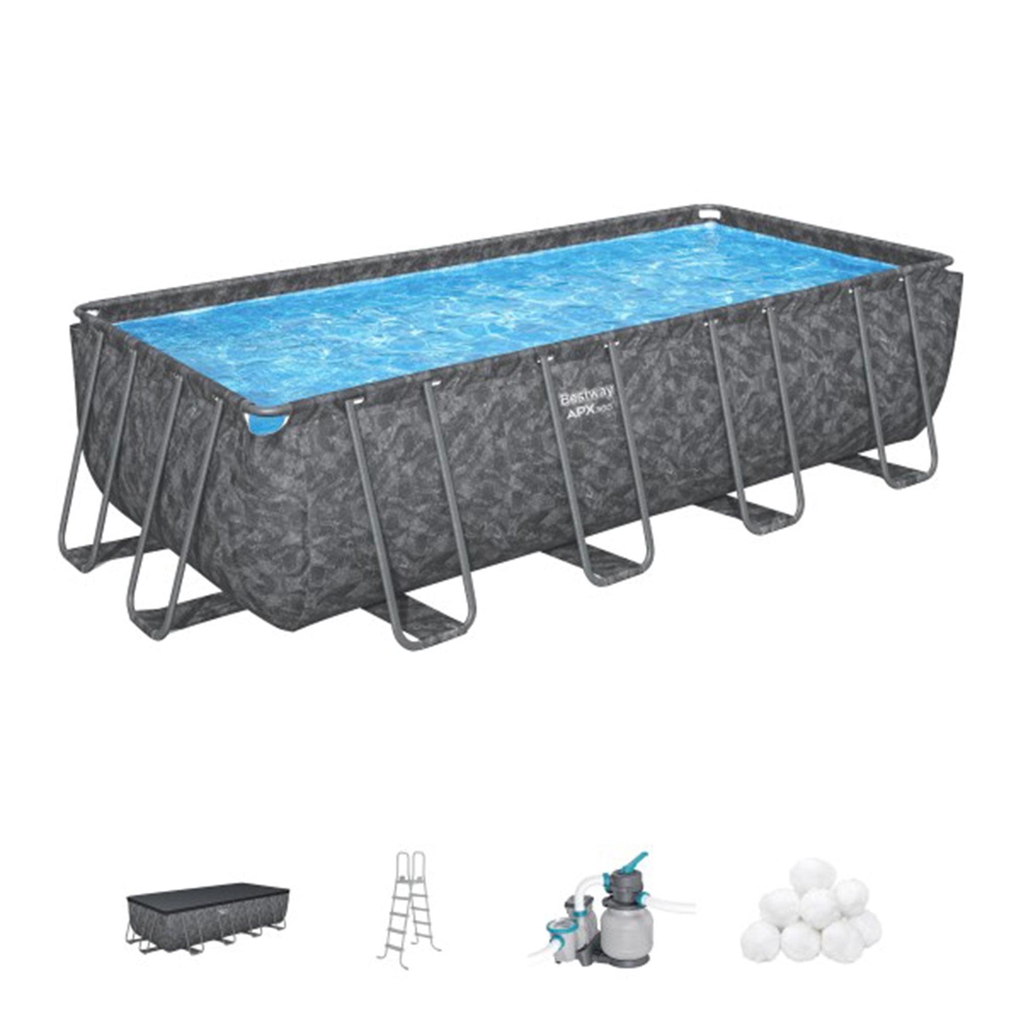 Bestway APX 365 18' x 9' x 52" Rectangle Above Ground Swimming Pool Set