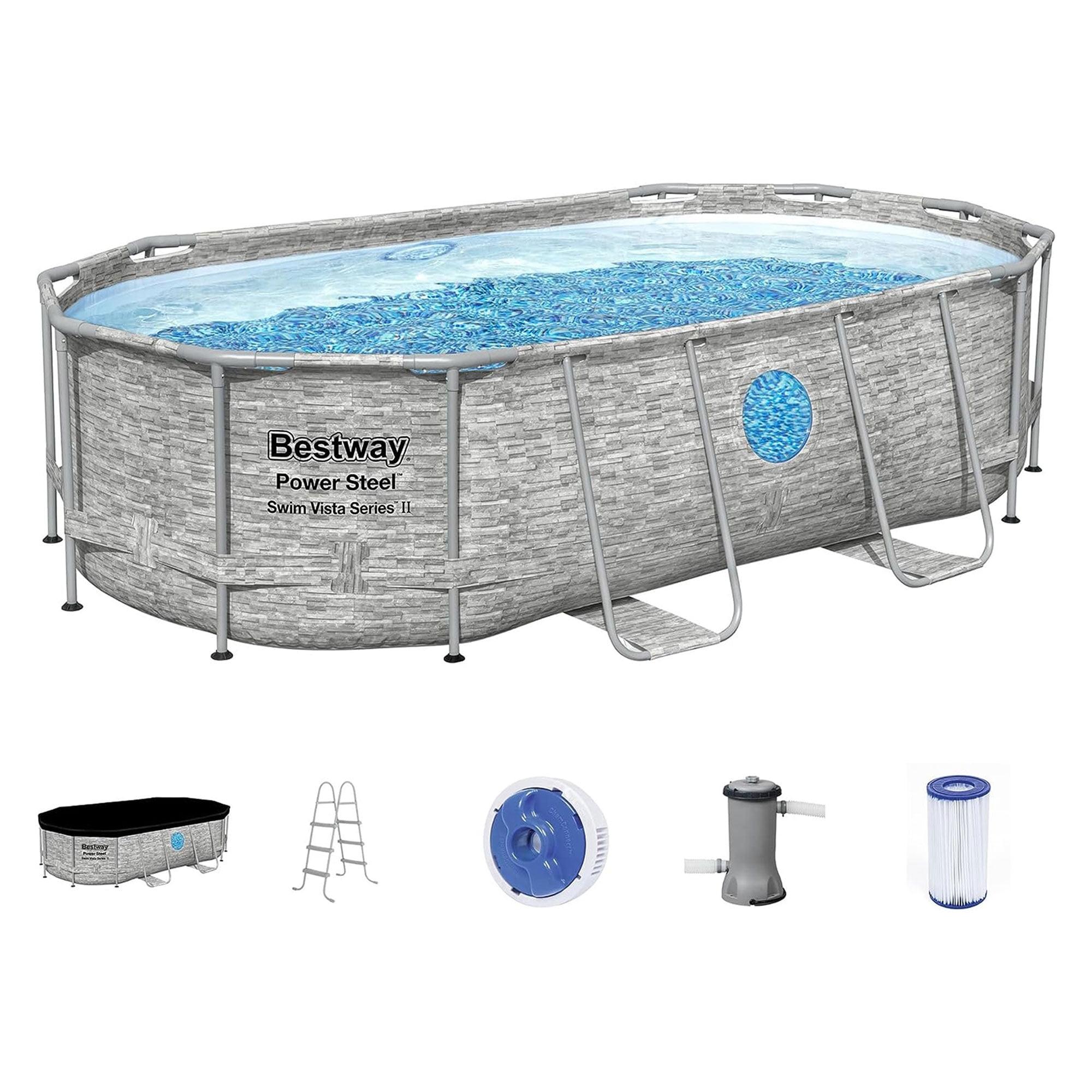 Bestway Power Steel Swim Vista 14' x 8'2" x 39.5" Above Ground Pool Set