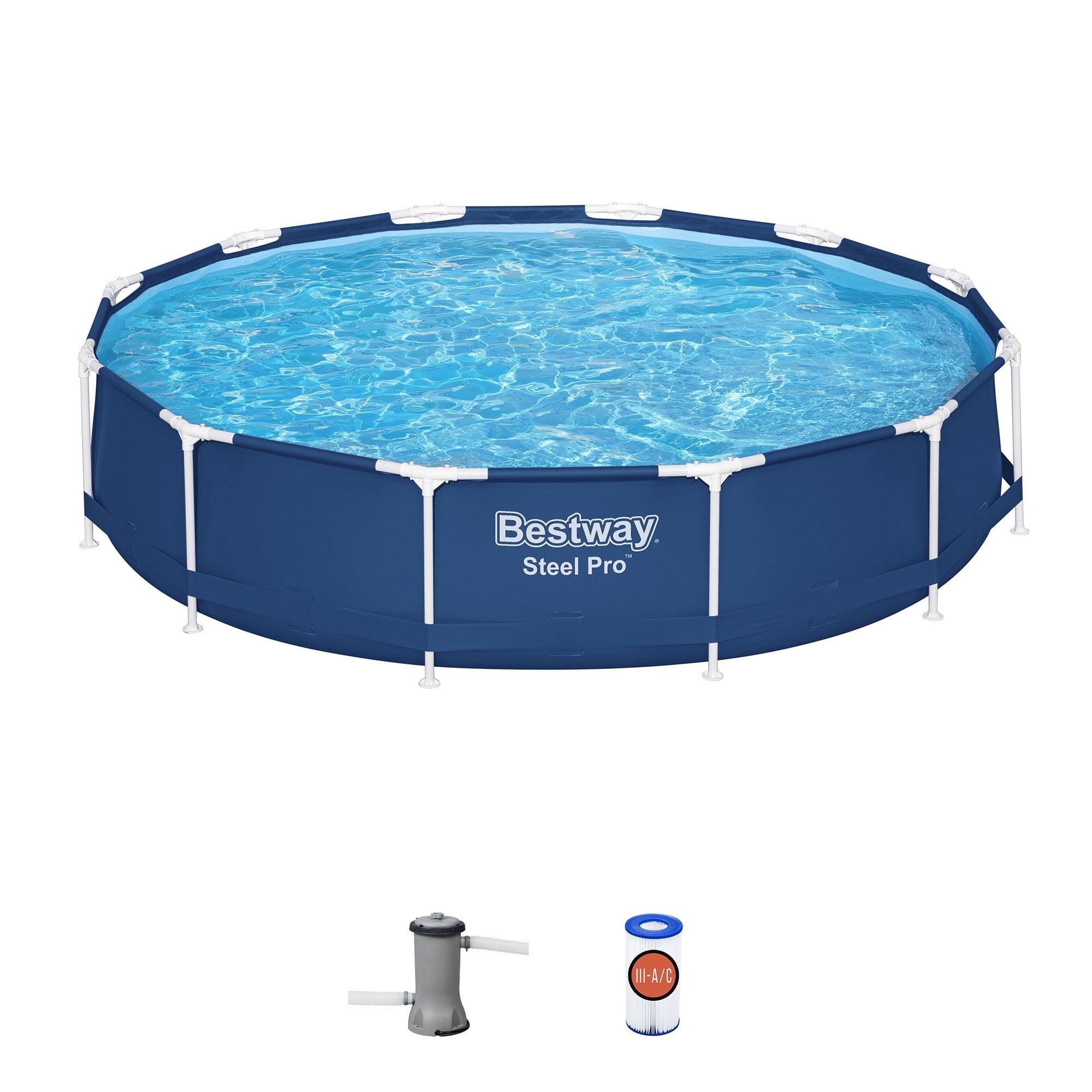 Bestway Steel ProRectangular Metal Frame Above Ground Outdoor Backyard Swimming Pool