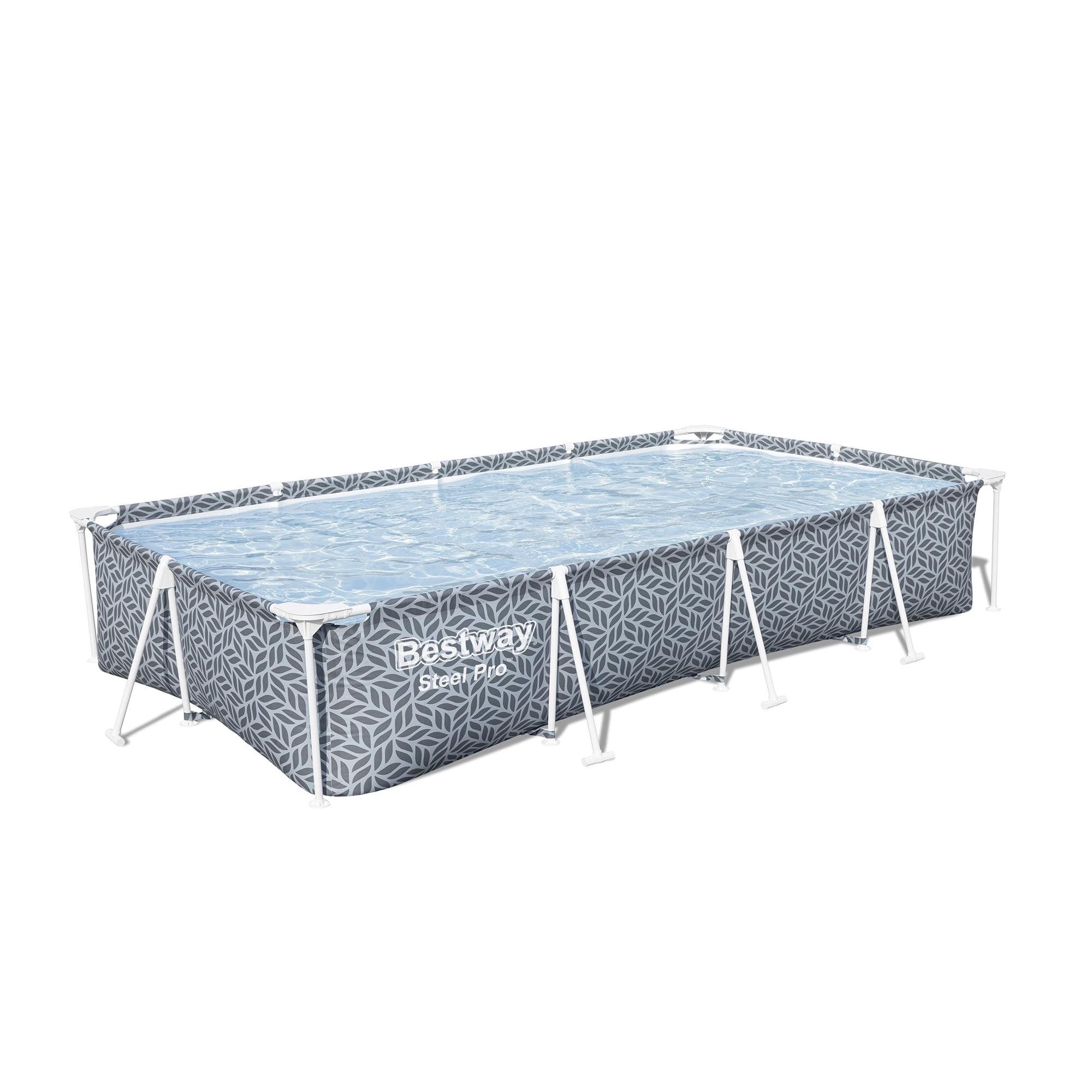 Bestway Steel ProRectangular Metal Frame Above Ground Outdoor Backyard Swimming Pool