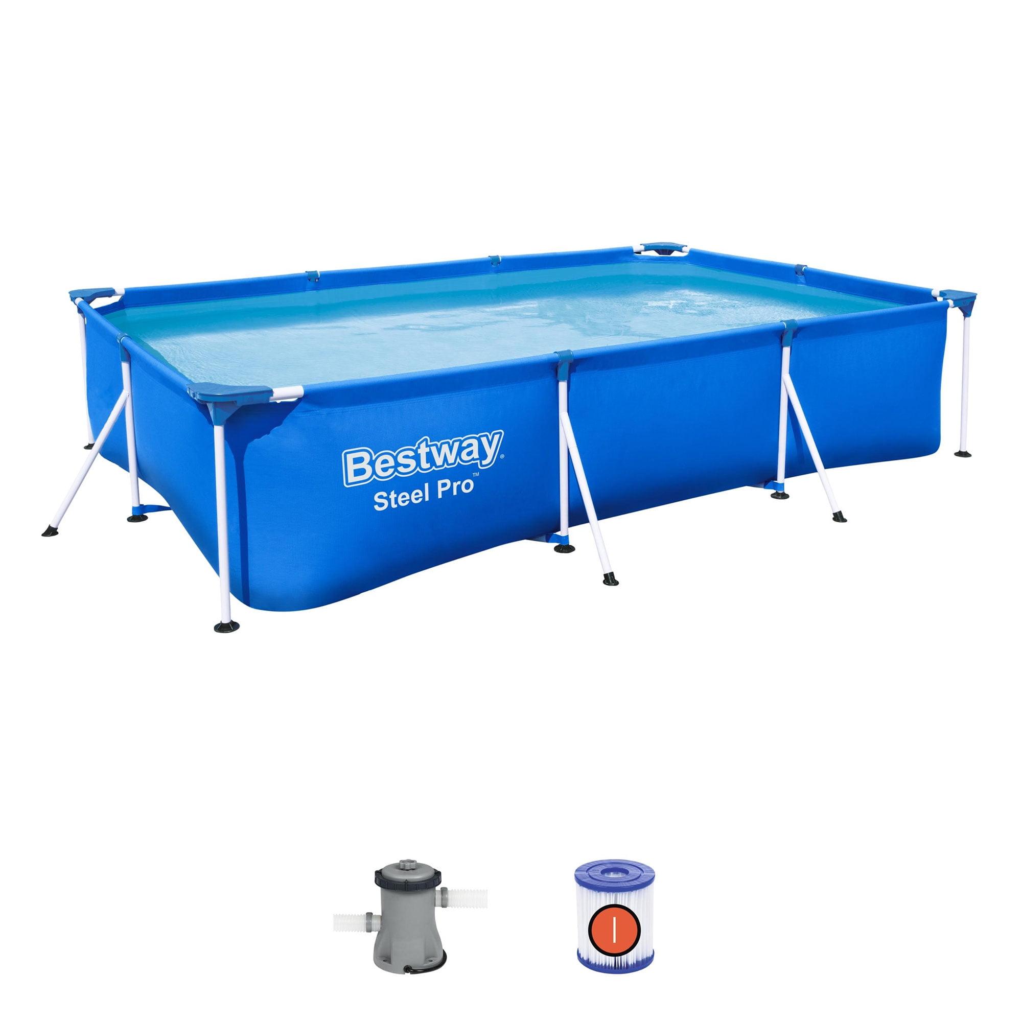 Bestway Steel Pro 9ft Blue Rectangular Above Ground Pool Set with Pump