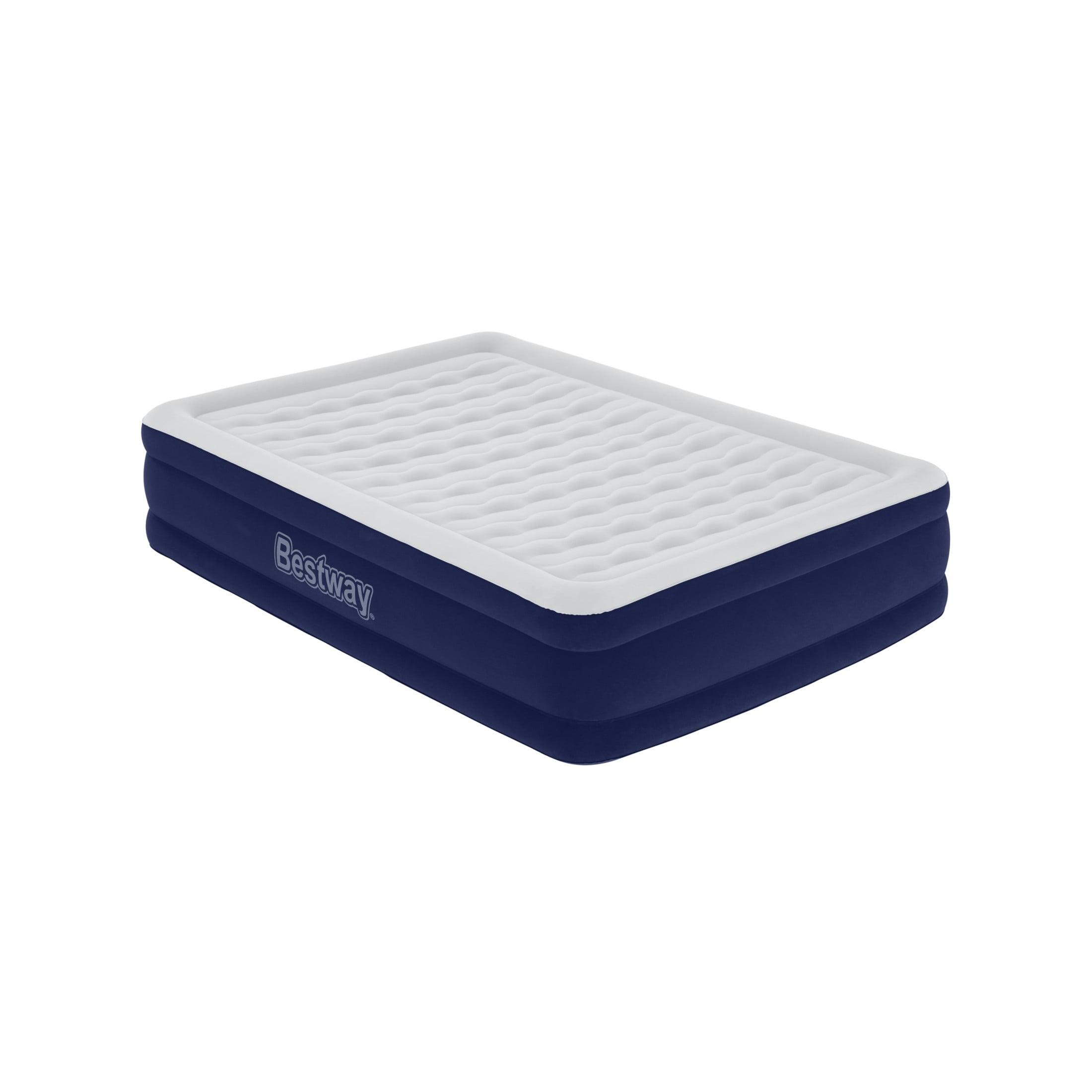 Bestway Full Navy and White Air Mattress with Built-in Pump