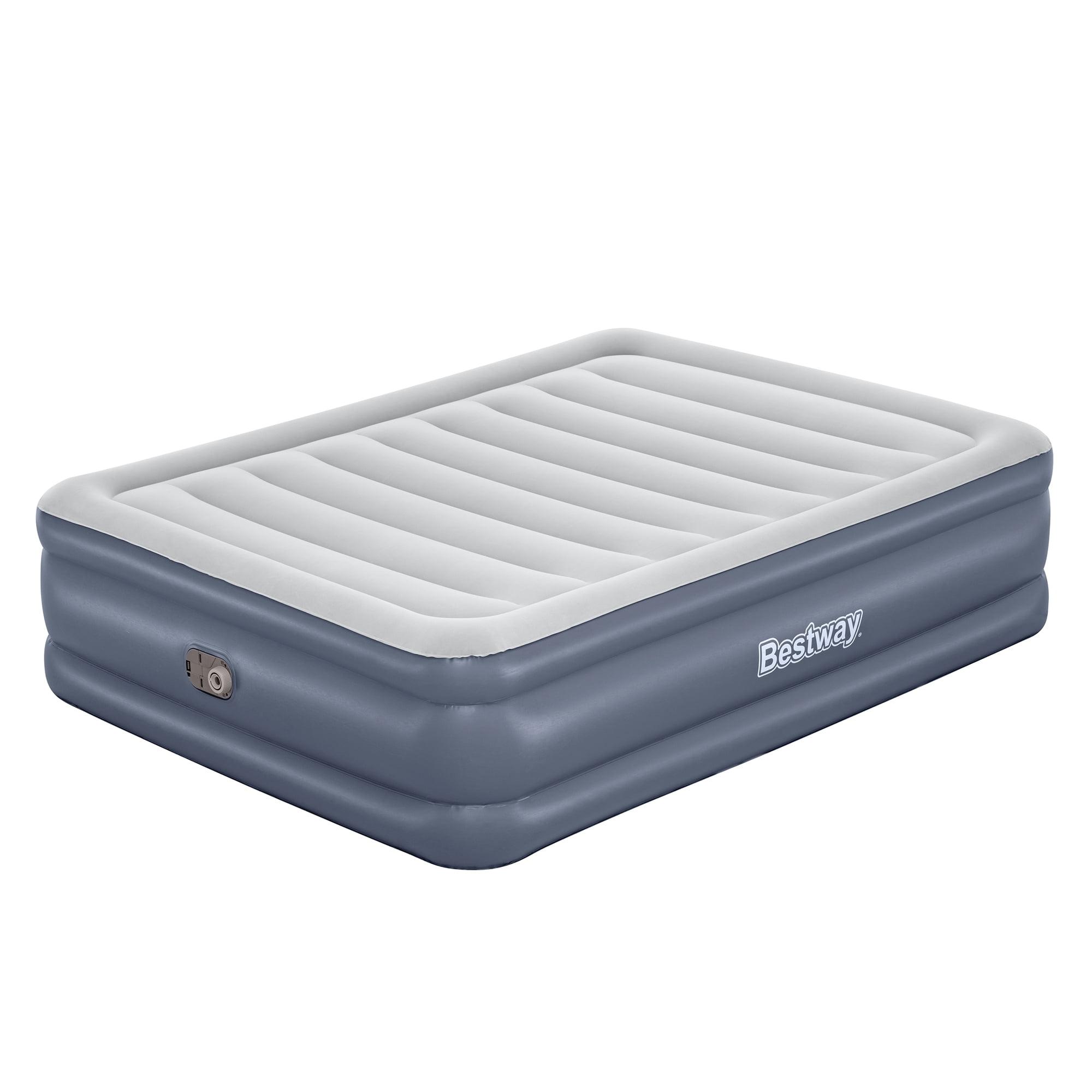 Bestway Tritech 20 Inch Thick Durable Comfortable Air Mattress Portable Relaxing Blow Up Bed with Built-in AC Pump for 4 Minute Inflation, Queen