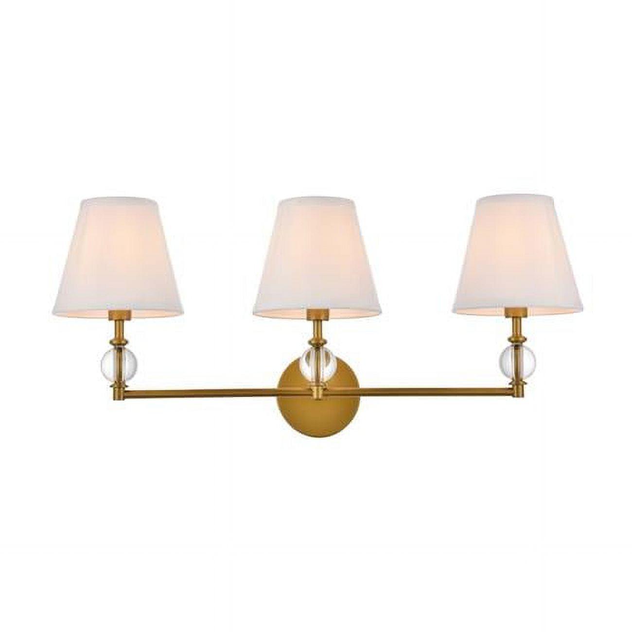 Elegant Lighting Bethany 3 lights bath sconce in brass with white fabric shade