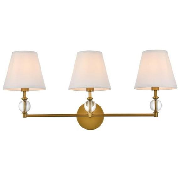 Elegant Lighting Bethany 3 lights bath sconce in brass with white fabric shade