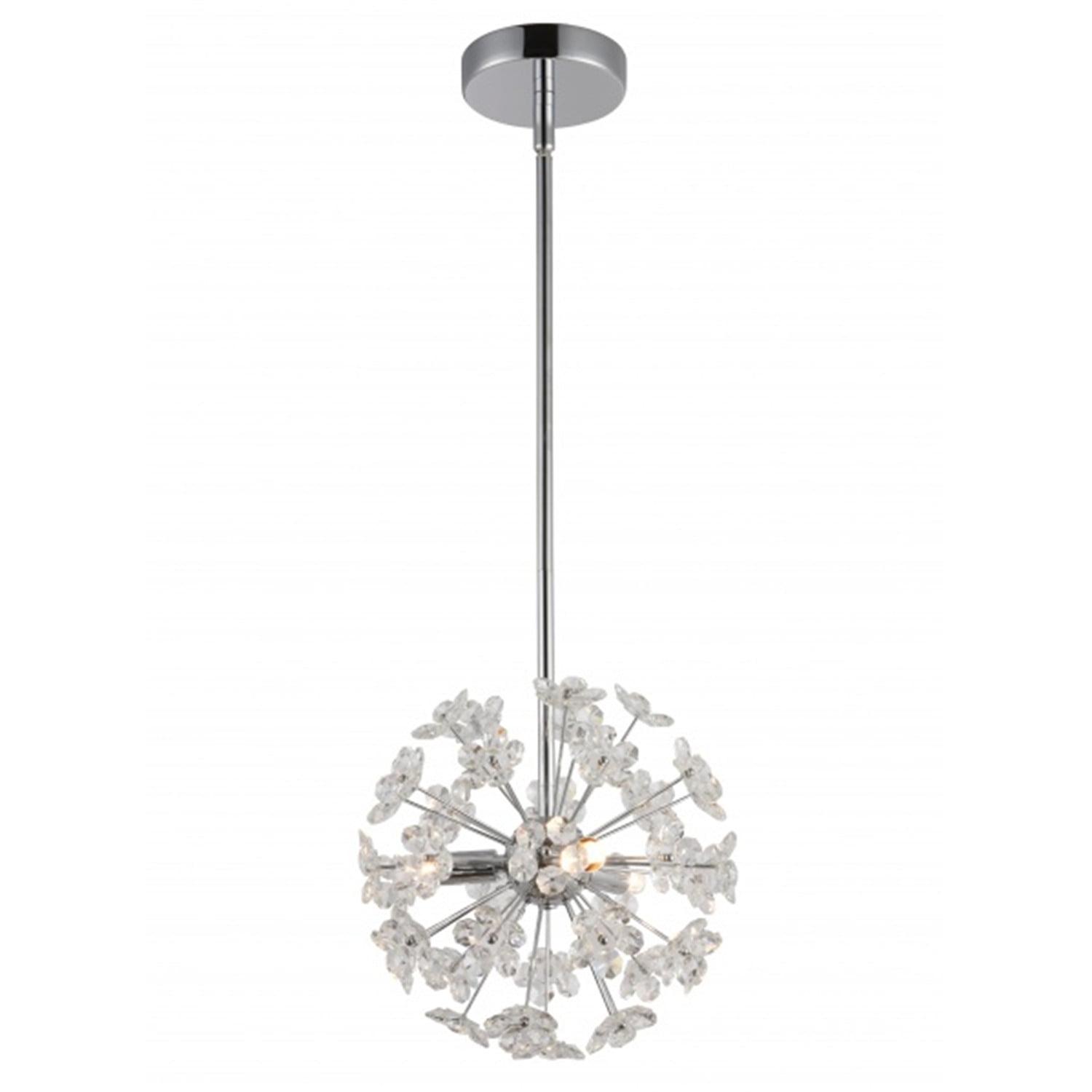 7.87" Chrome Crystal LED Sputnik Flower Pendant Light