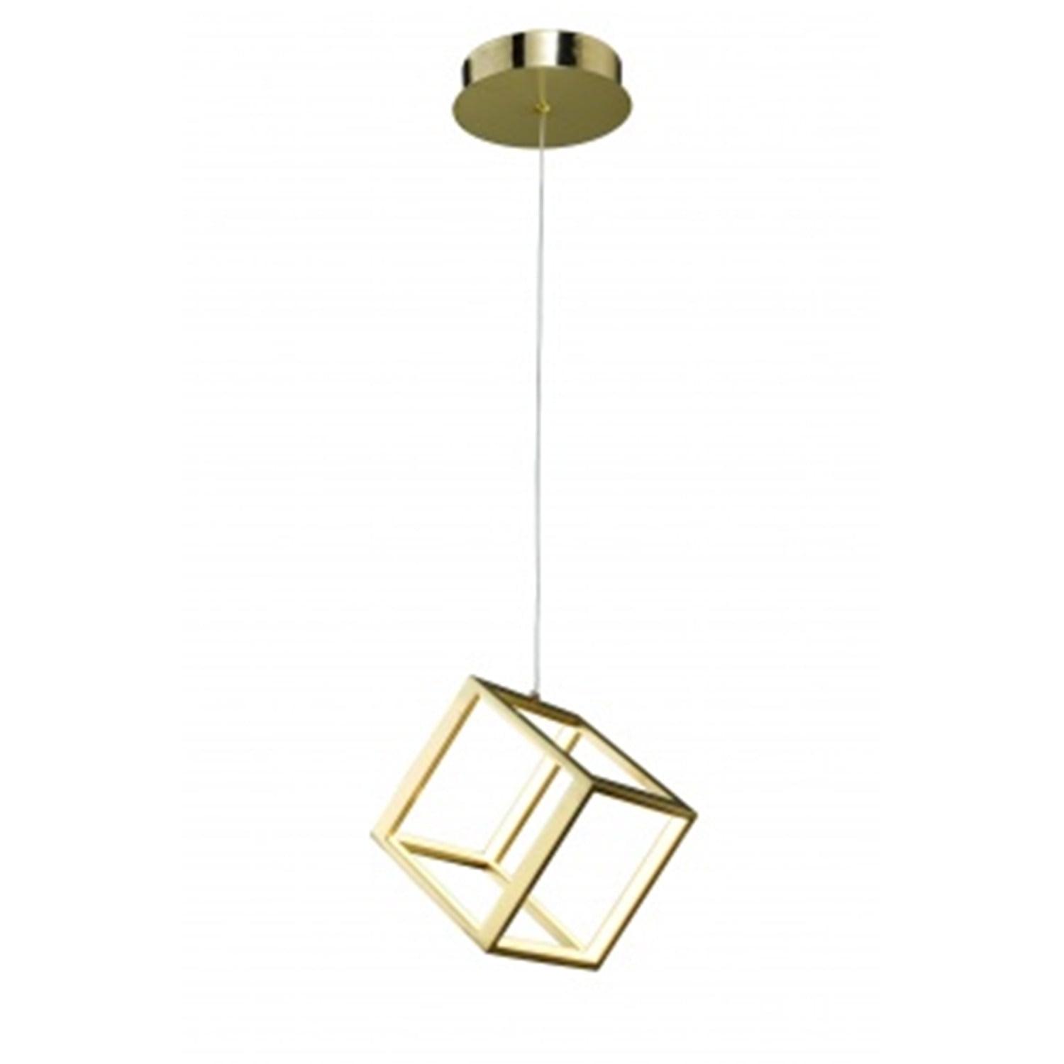 Sleek Gold Aluminum Mini LED Cube Pendant with White Acrylic Diffuser