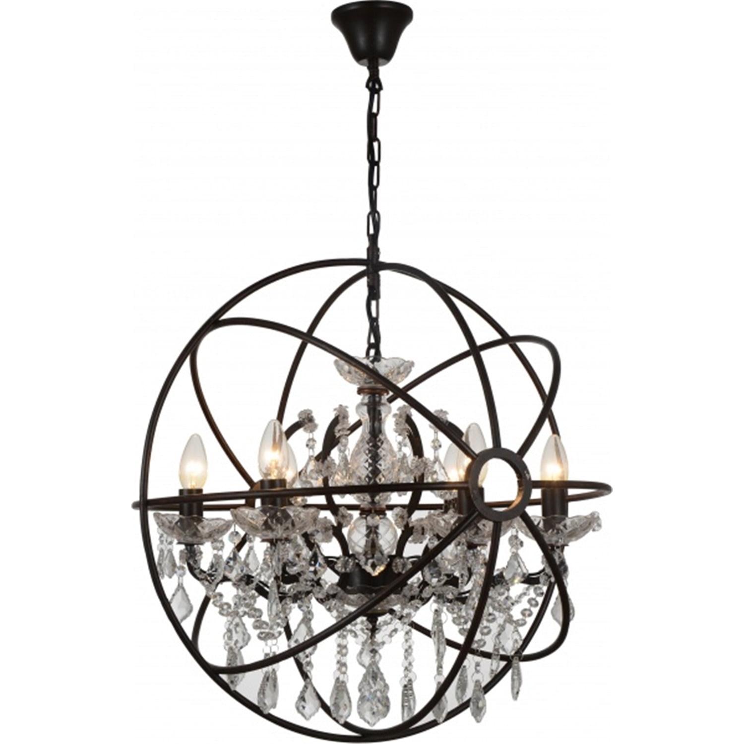 Elegant 24" Rustic Bronze Crystal Beaded Plug-in Chandelier