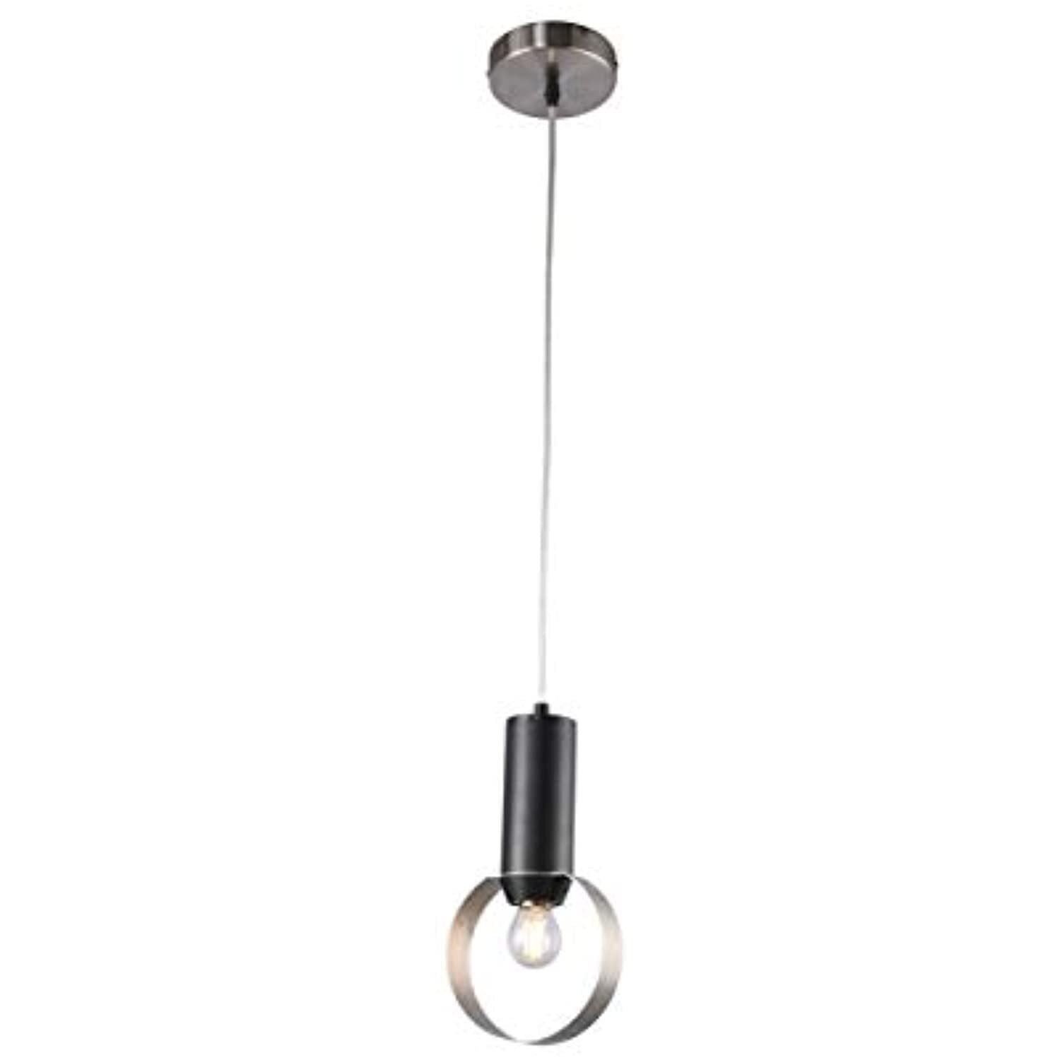 Sleek Sand Nickel and Black Loop Single Pendant Light