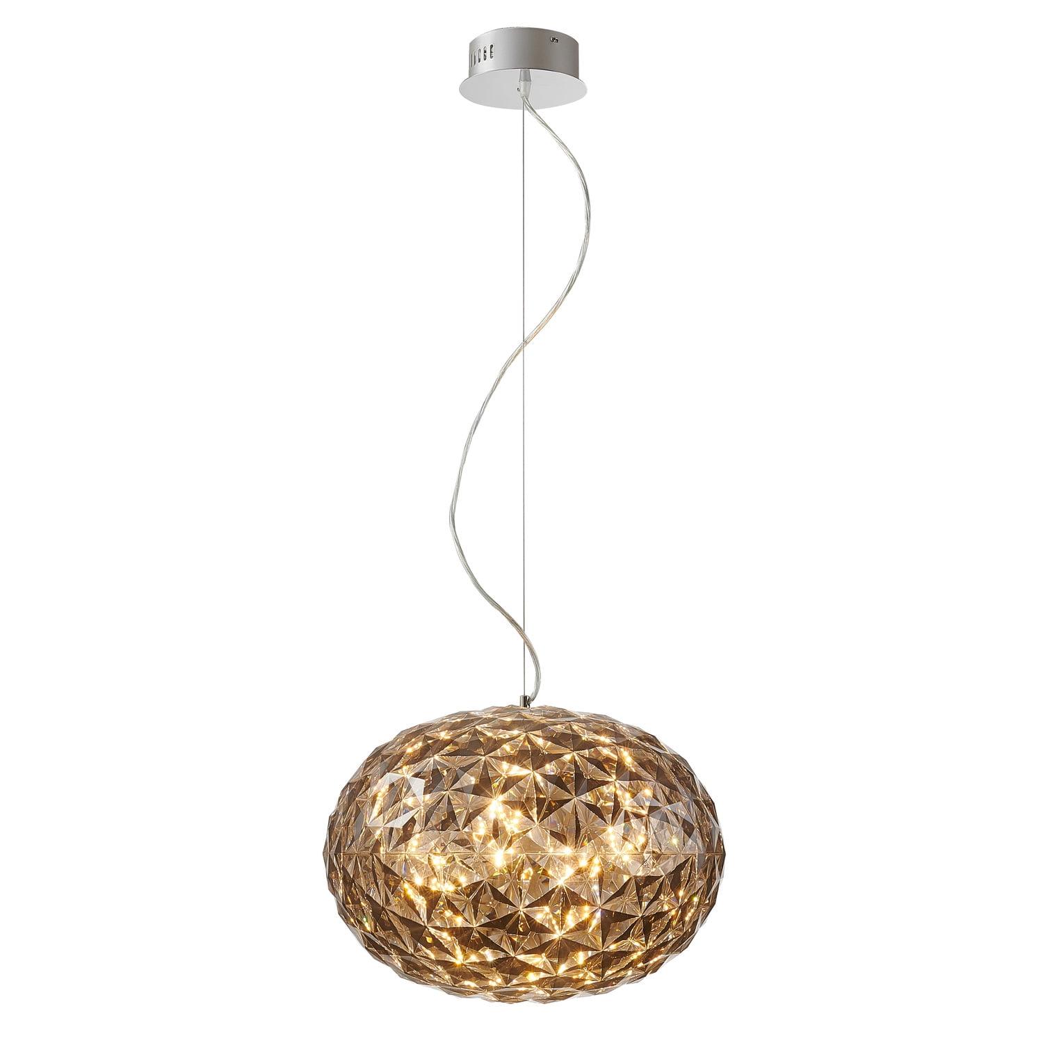 17.7" Chrome and Crystal LED Pendant Light