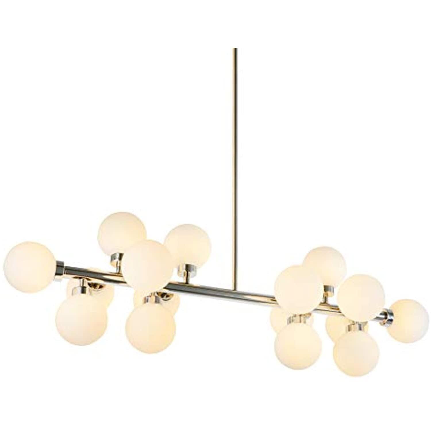 Bethel 35.4" Chrome Sputnik Chandelier with White Glass Globe Shades