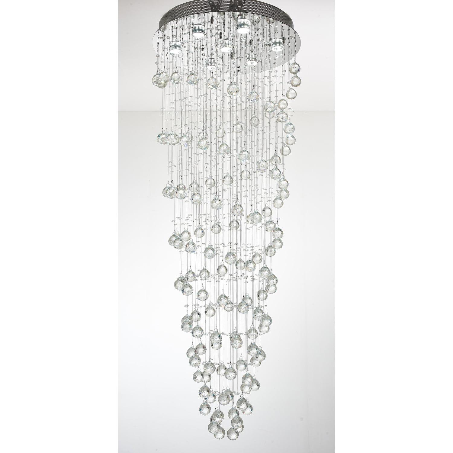 Exquisite Chrome Finish Crystal Spiral Chandelier with Adjustable Cord