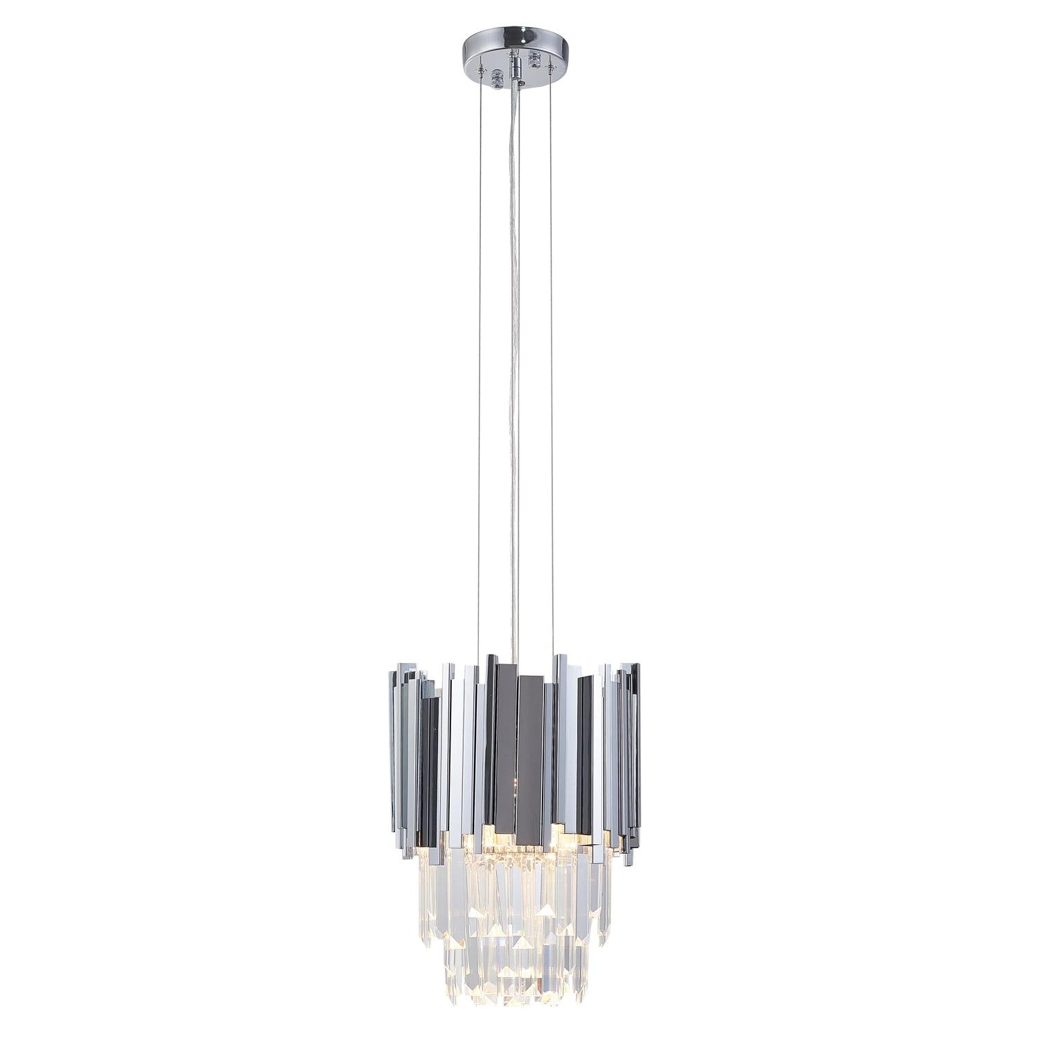 Elegante 18.9" Chrome Pendant Light with Clear Crystals