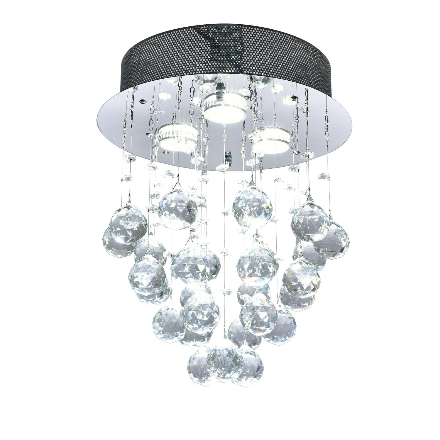 12" Chrome Crystal LED Flush Mount Light