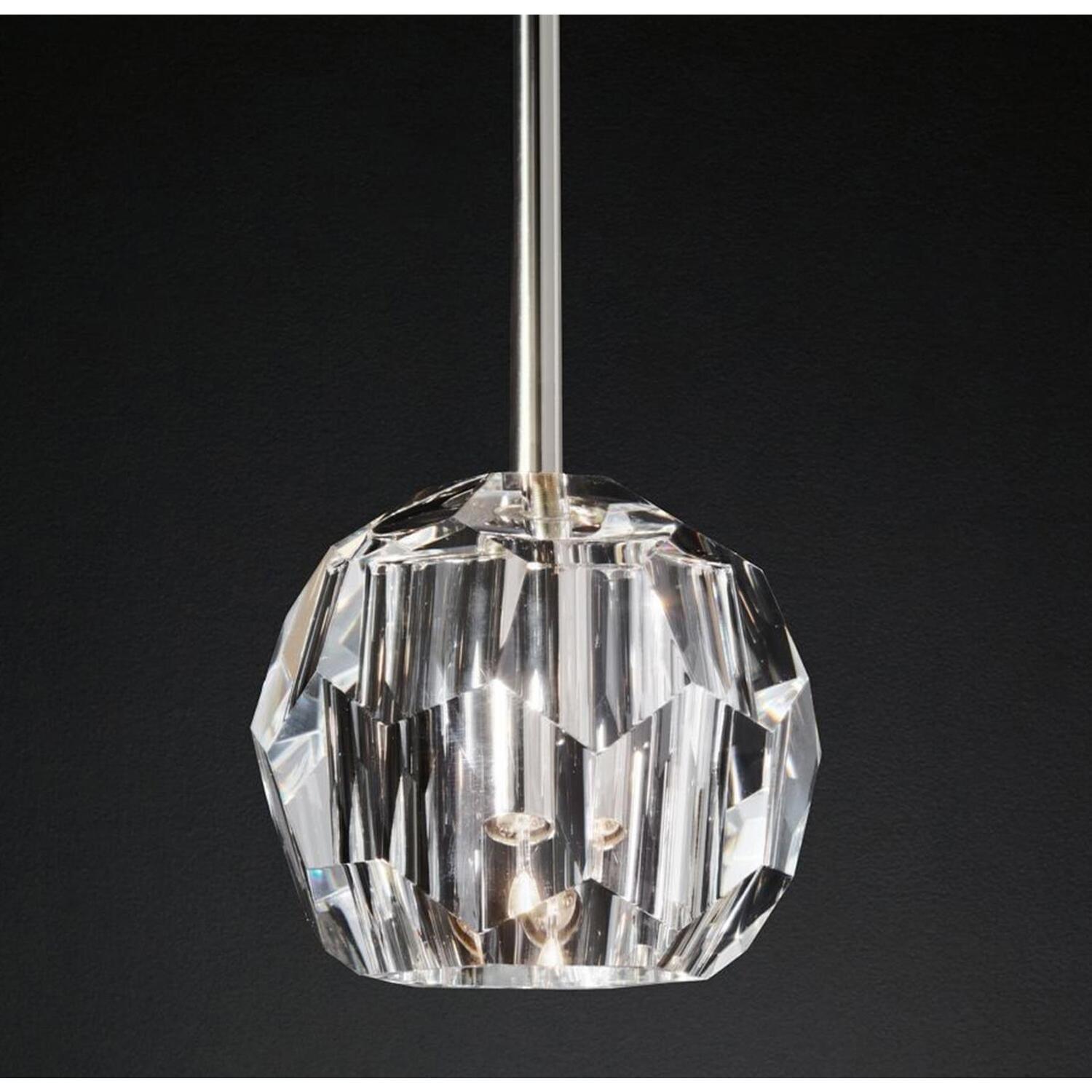 Contemporary Mini Crystal LED Pendant Light in Polished Nickel
