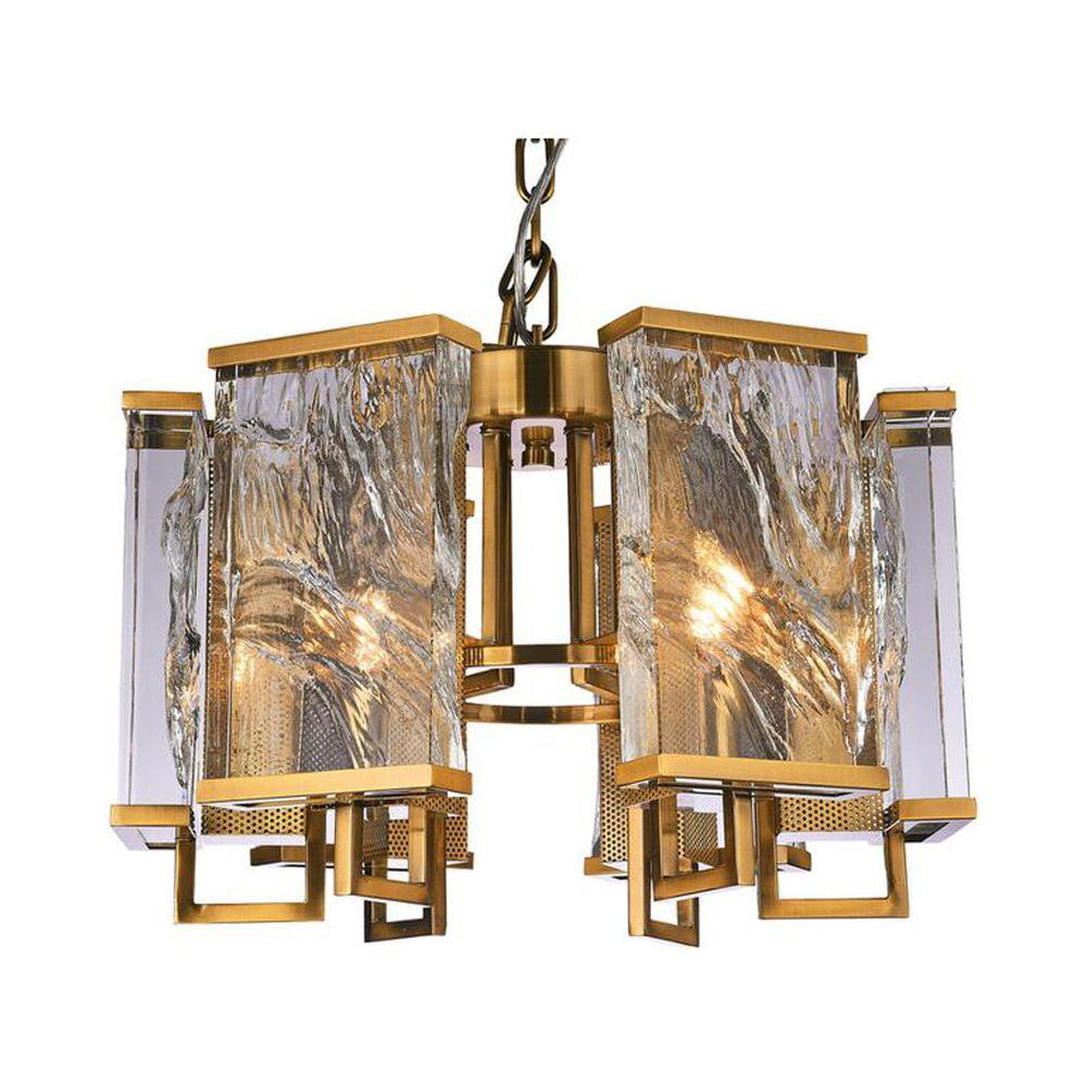 Elegant Brass and Crystal 21.6" Modern Chandelier