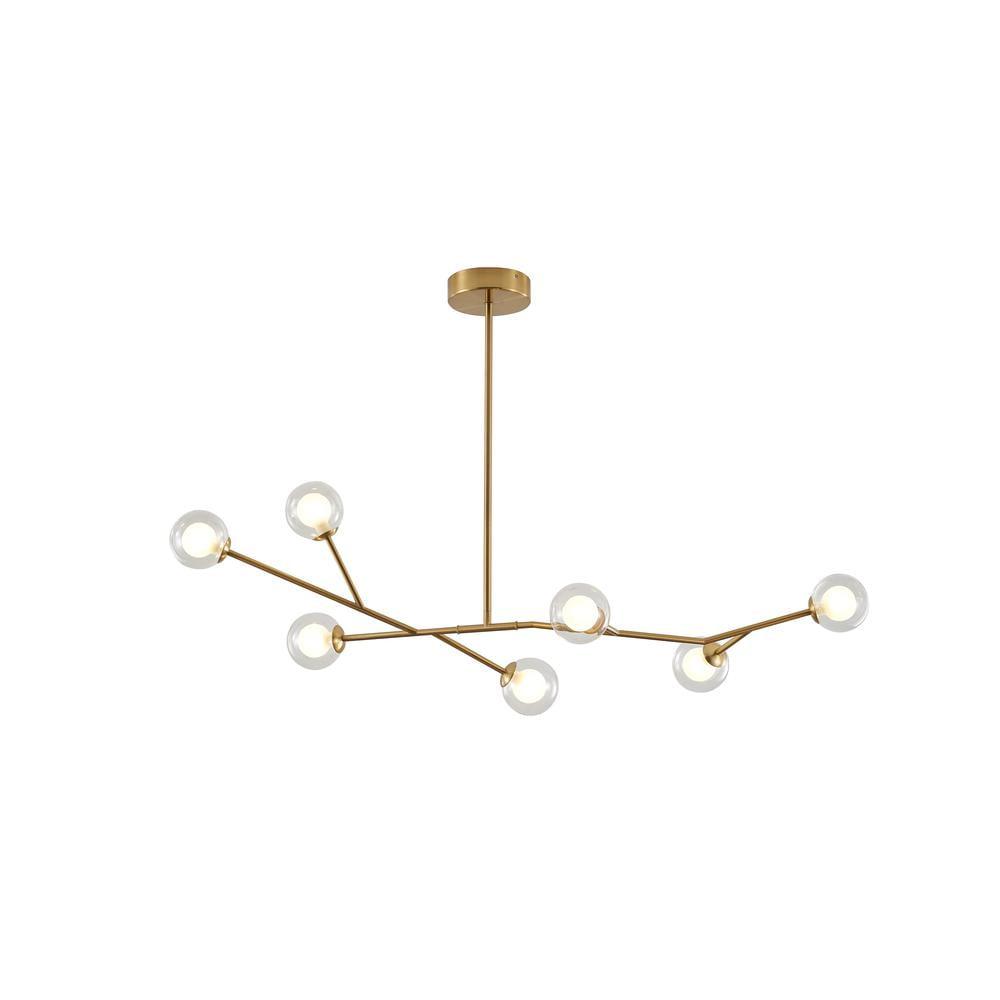 Brass and Crystal 7-Light Adjustable Chandelier