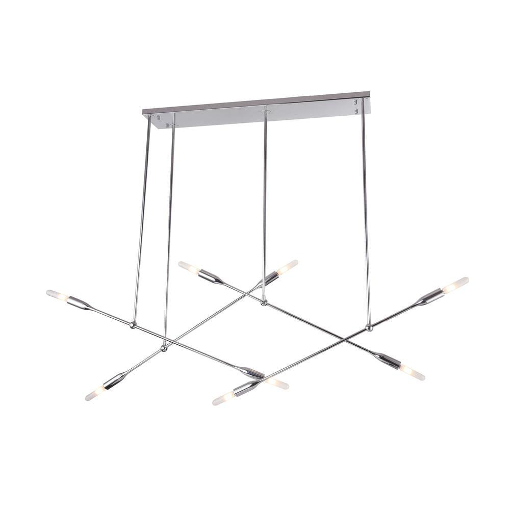 Chrome Iron 8-Light Modern Linear Chandelier