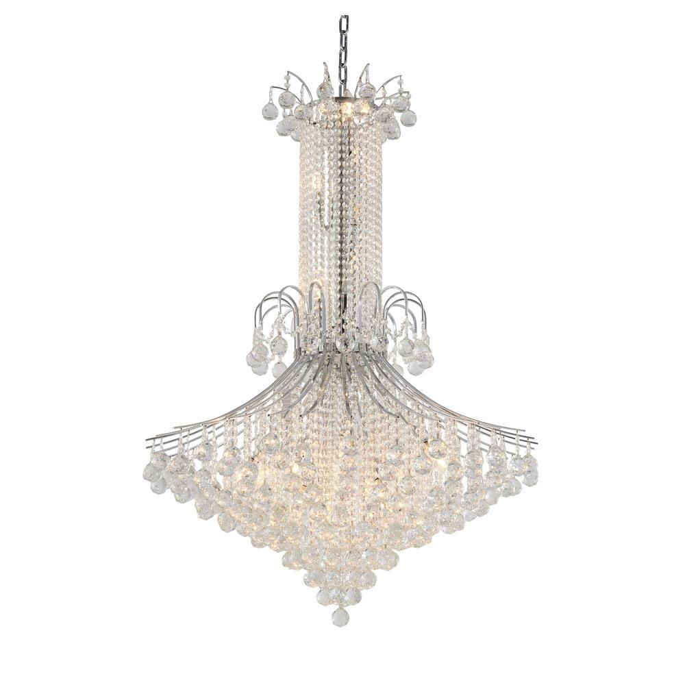 Elegant Chrome Metal & Crystal Chandelier with Adjustable Chain