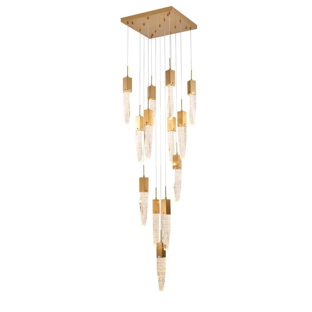 Bethel International Chandelier Gold Metal & Crystal