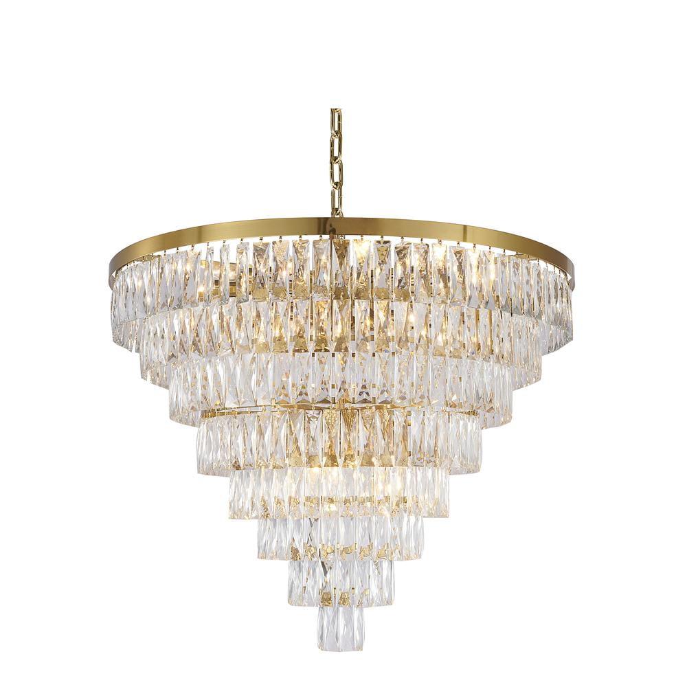 Bethel International Chandelier  Gold Metal & Crystal