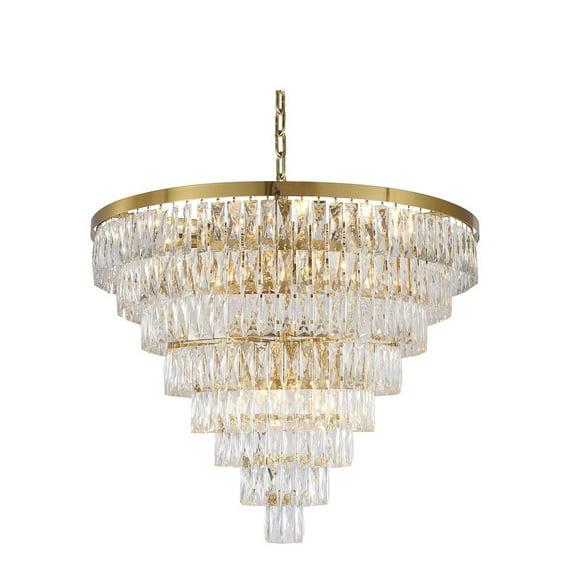 Bethel International Chandelier  Gold Metal & Crystal