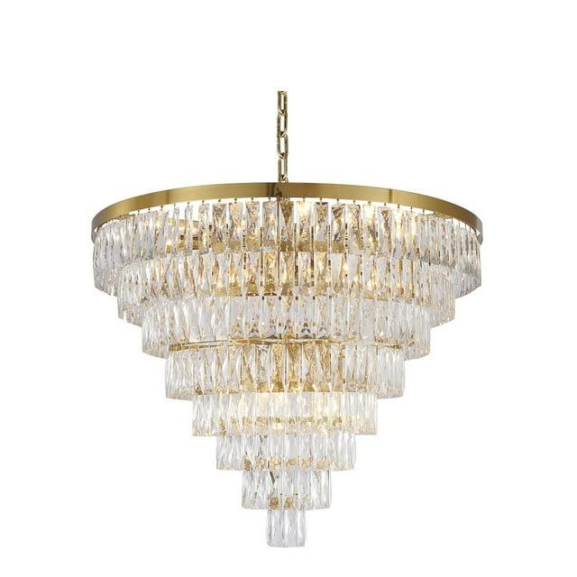 Bethel International Chandelier  Gold Metal & Crystal