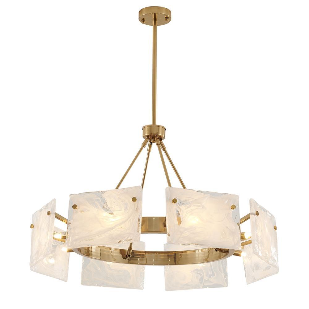 Bethel International Chandelier Gold Metal & Glass