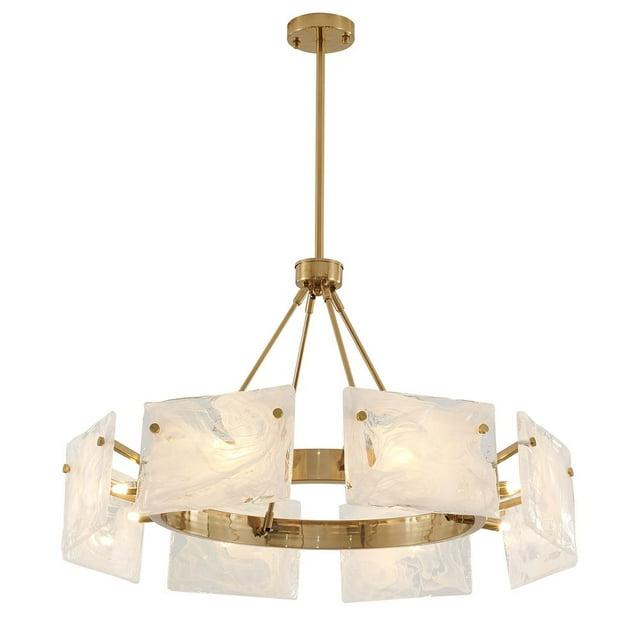 Bethel International Chandelier Gold Metal & Glass