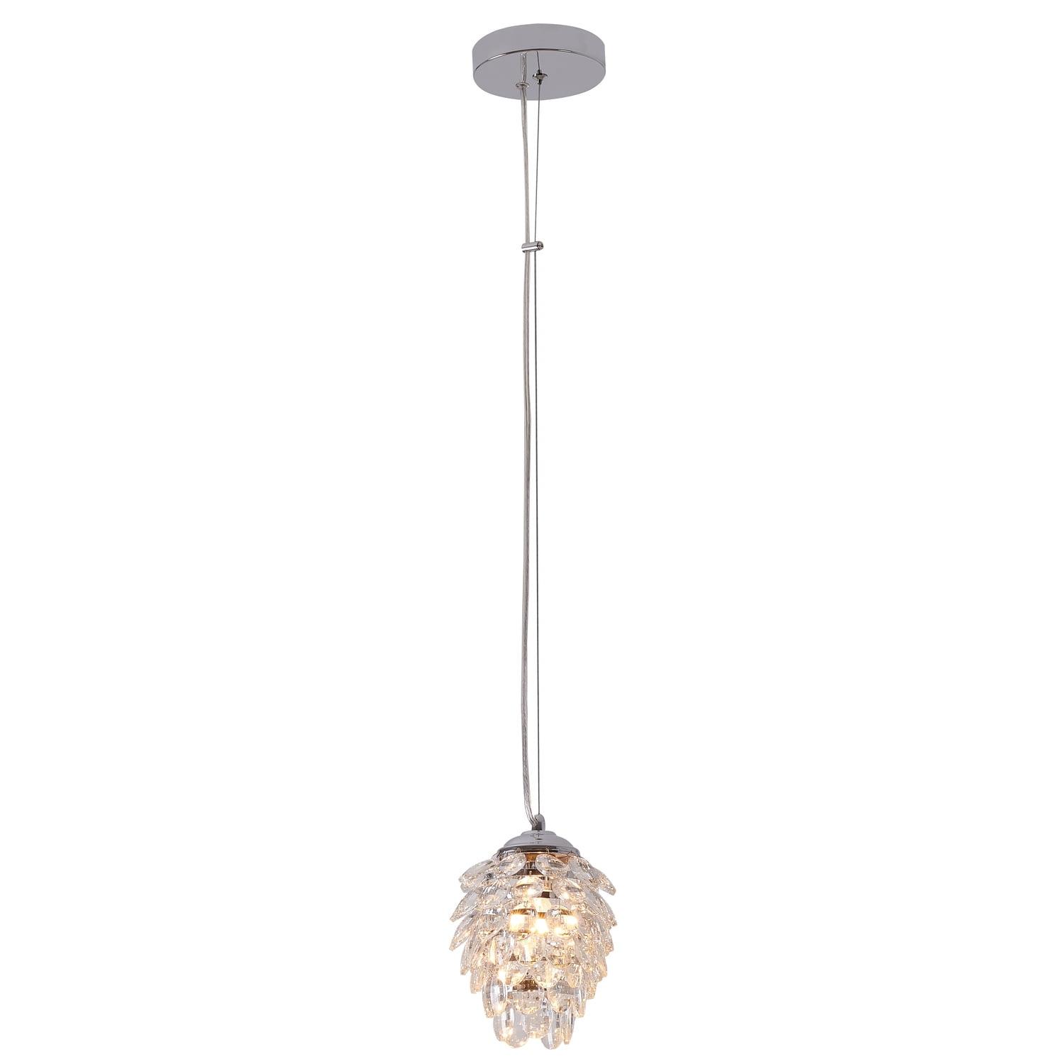 Pineapple-Shaped Crystal Pendant Light with Chrome Finish