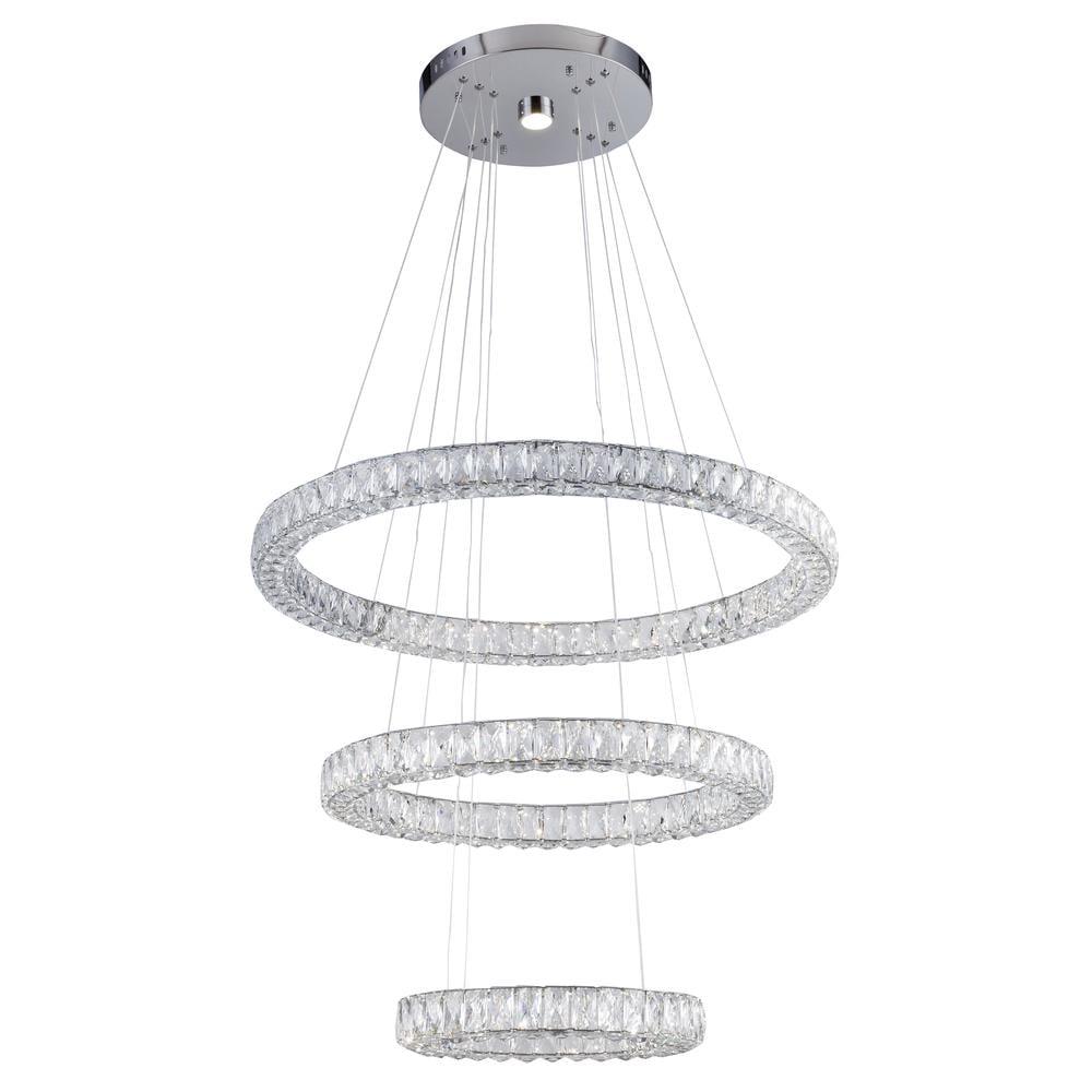 Bethel International LED Chandelier Chrome Metal & Crystal
