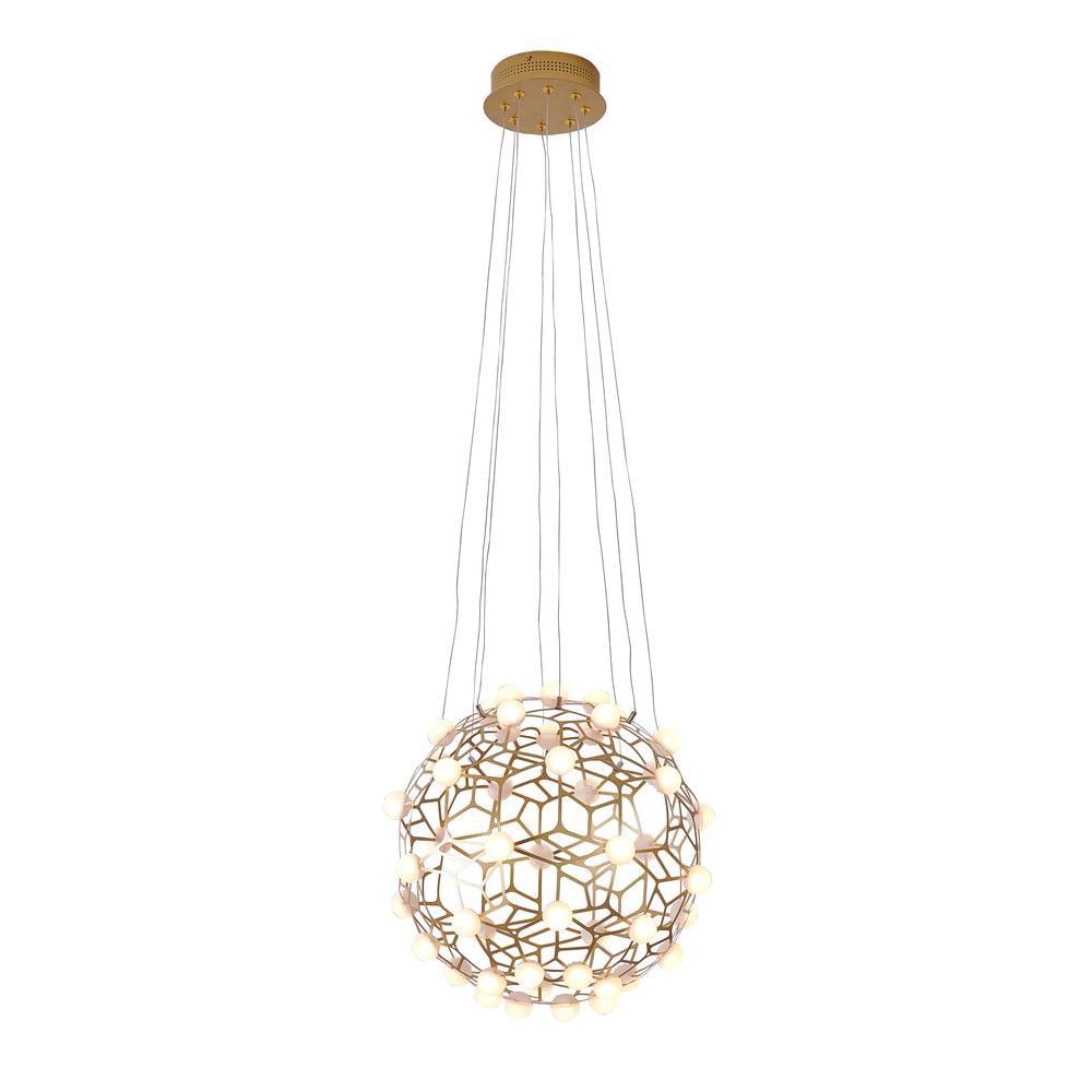 Honeycomb Orb LED Chandelier in Gold with White Acrylic Diffusers