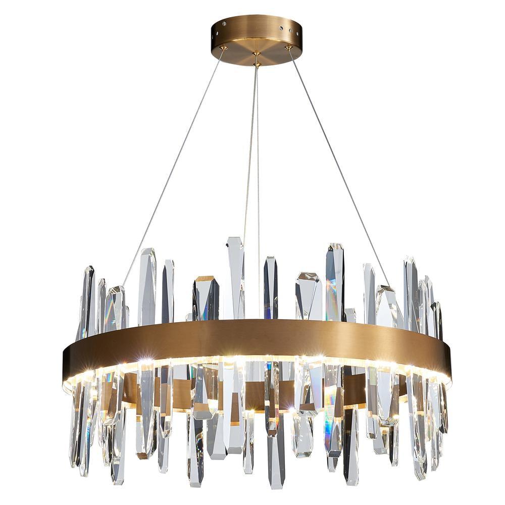 Gold Crystal 32" Plug-in LED Chandelier