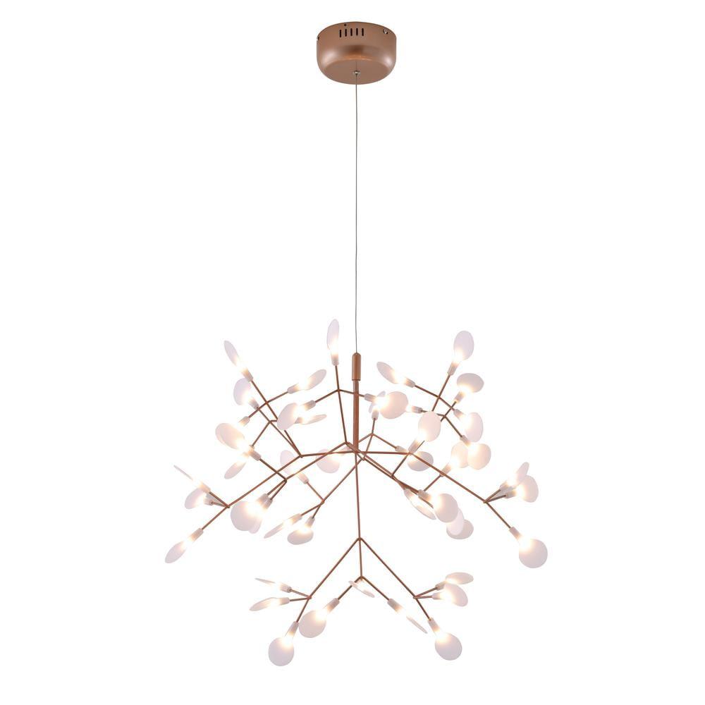 Matte Copper Metal & Acrylic LED Chandelier with Adjustable Cord