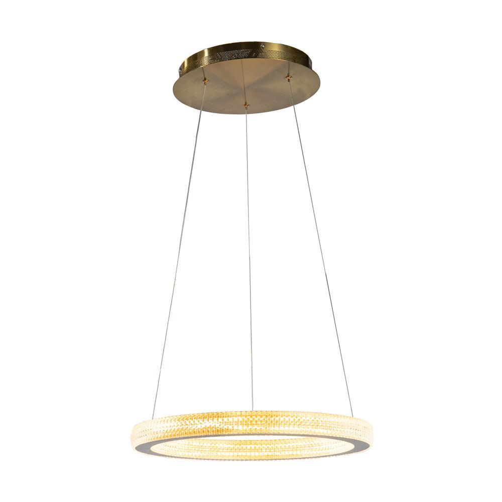 Sand Gold Metal & Acrylic LED Chandelier with Integrated Bulb