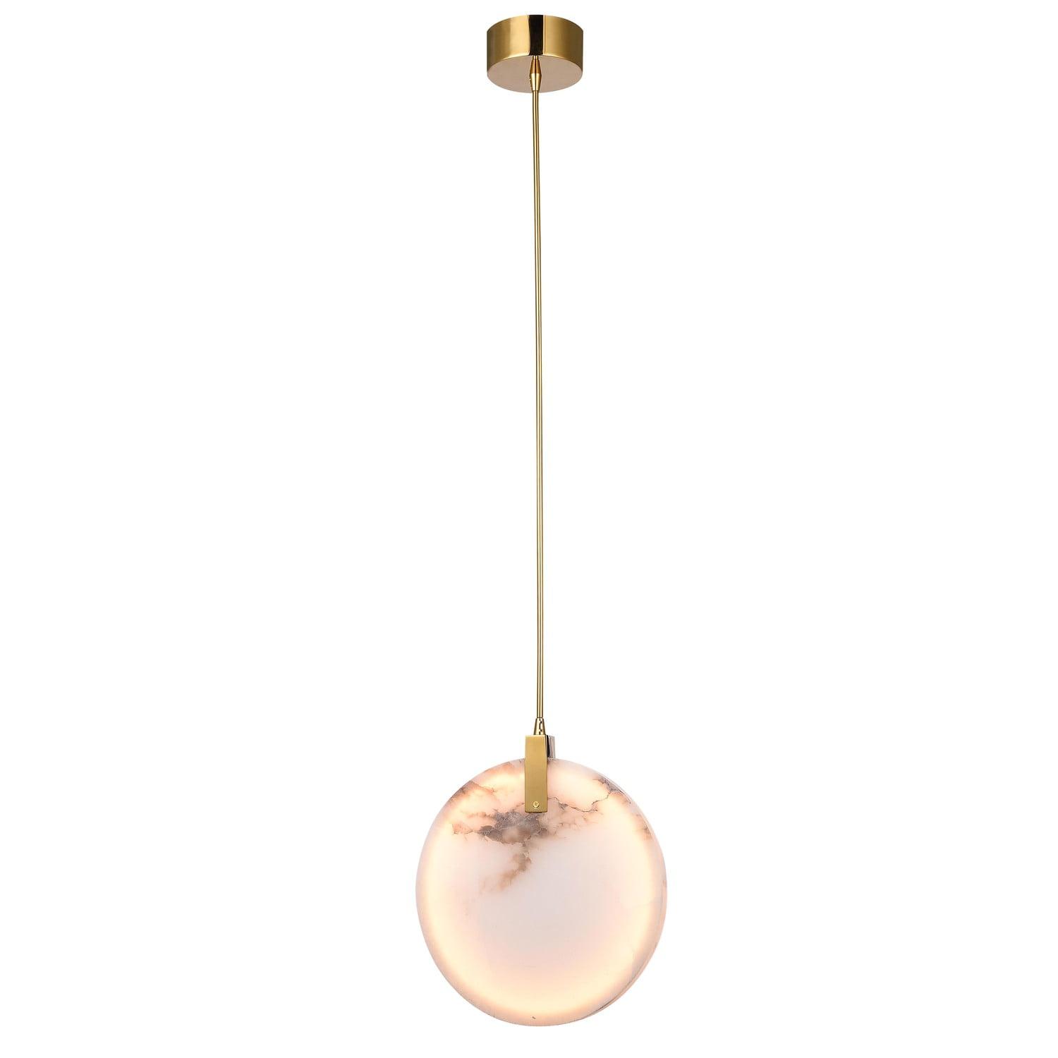 Contemporary Gold Stainless Steel & Marble Globe LED Pendant