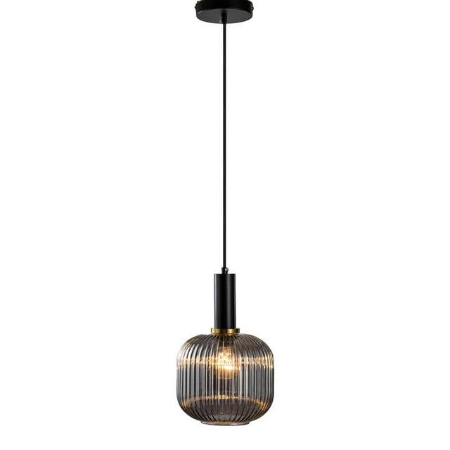 Bethel International Pendant Black & Antique Gold Metal & Fabric