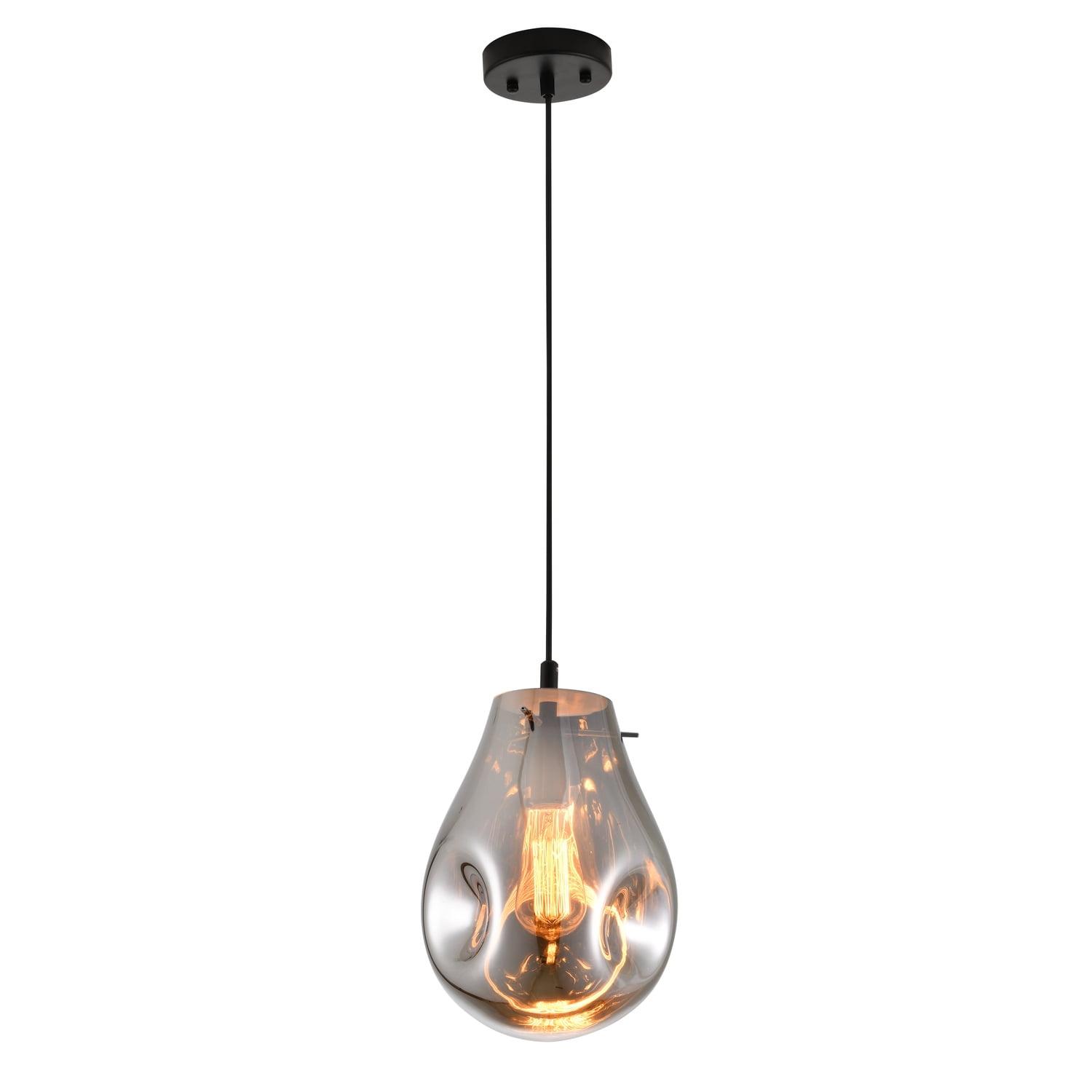 Black and Smoke Glass Jar Pendant Light