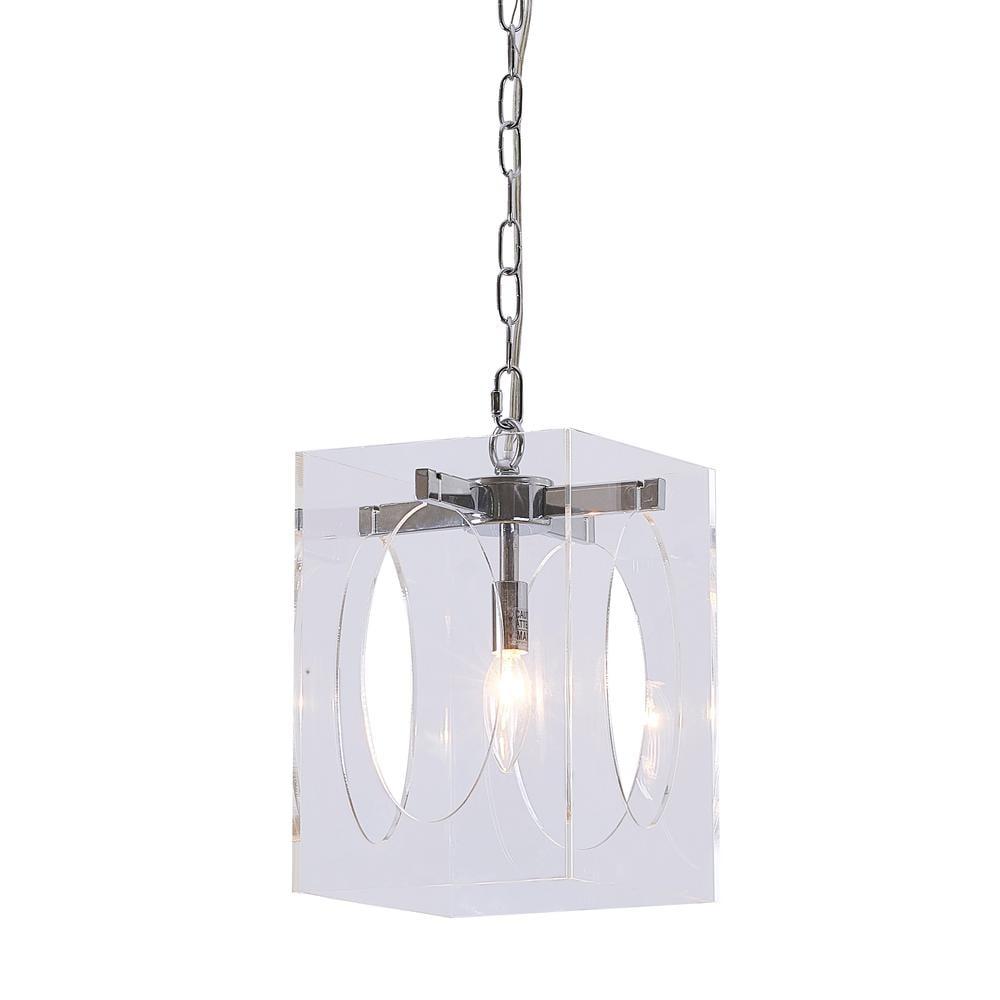 Bethel International Single Pendant Lighting Chrome Metal & Acrylic