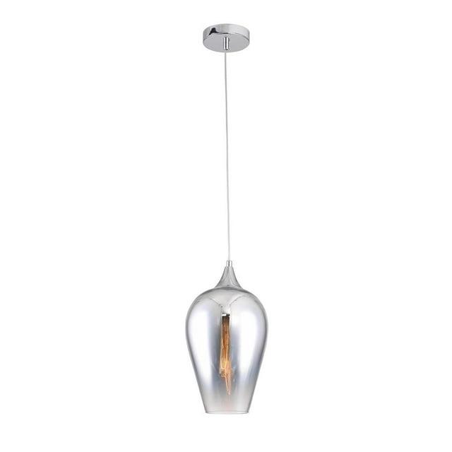 Bethel International Single Pendant Lighting Chrome Metal & Glass
