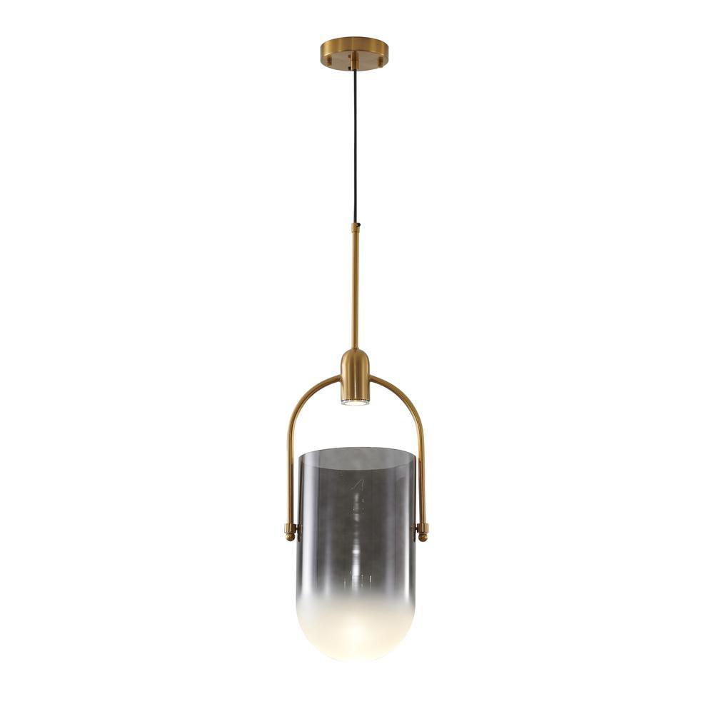 Sleek Gold Metal & Tinted Glass Tube Pendant Light