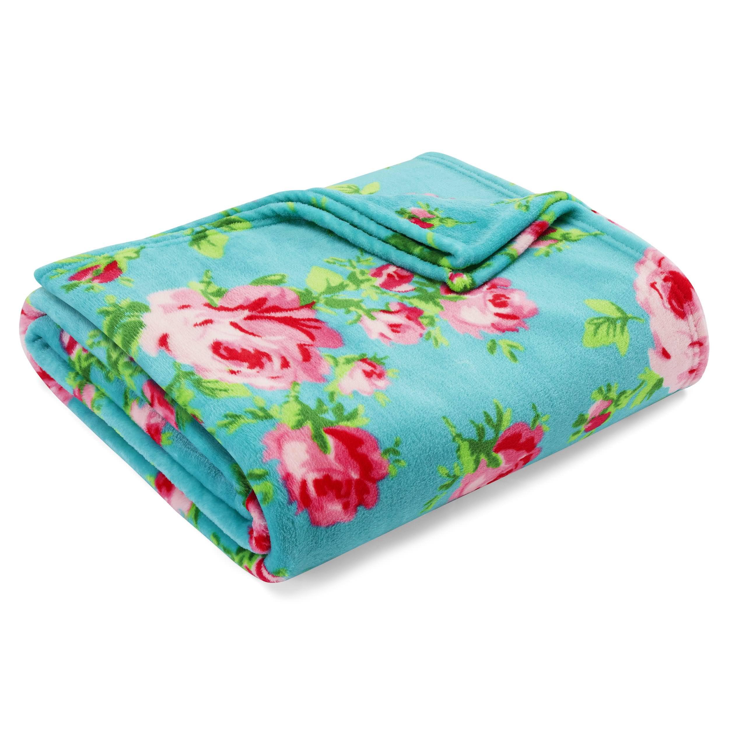 Turquoise Blue Reversible Fleece Throw Blanket 50"x70"